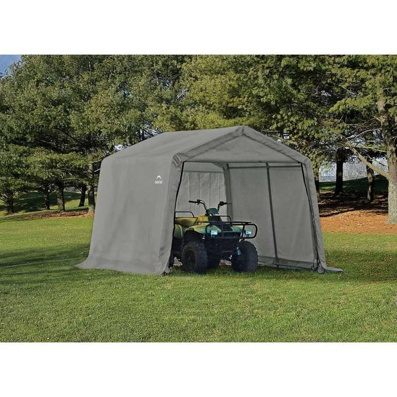 Capanno deposito da giardino in acciaio e telo PVC impermeabile 180x180 cm, copertura anti UV con porta zip per attrezzi esterno - Esterni da Vivere