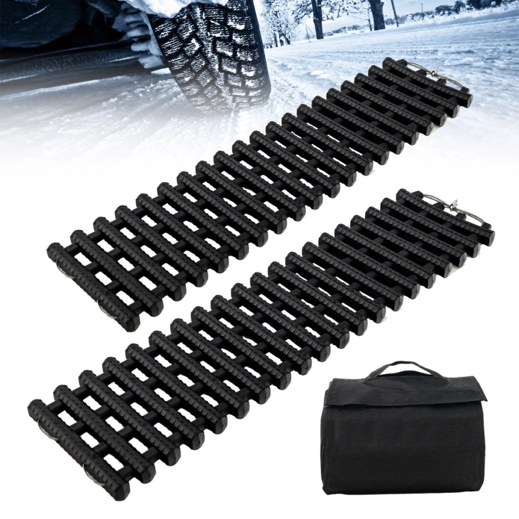 Set di 2 tappetini antisdrucciolevoli per pneumatici, Tappetino di recupero TPR portatile con borsa 80x21x2,8cm-Accessori per veicoli