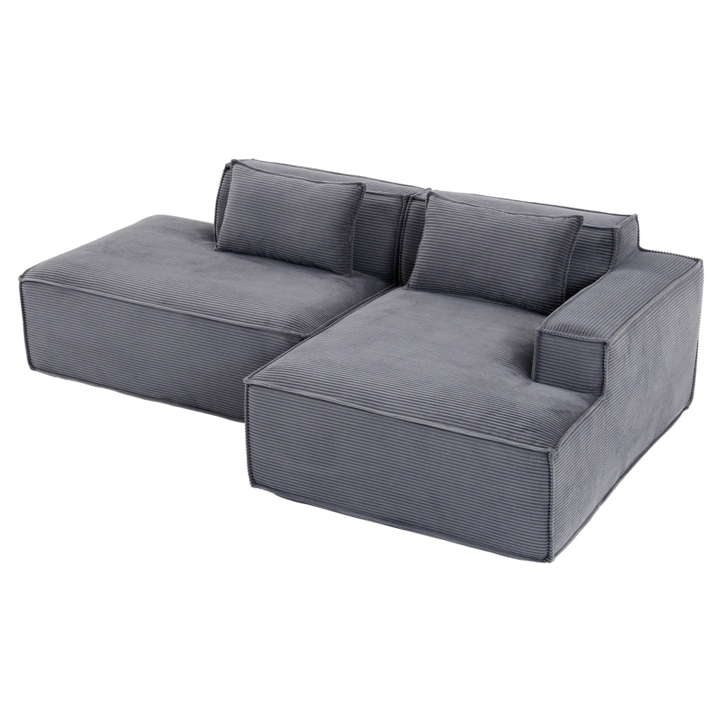 Divano in tessuto da 235 cm con due cuscini e molle insacchettate, design moderno e semplice per spazi piccoli