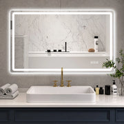 Specchio da bagno LED senza cornice illuminazione frontale e posteriore 3 tonalità dimmerabile IP44 60 × 100 cm