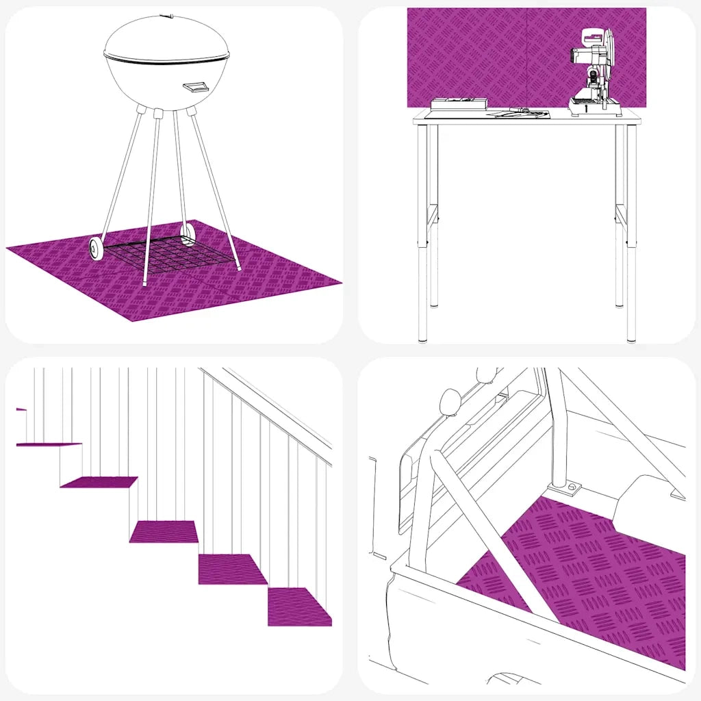 Gradini per Scale 4 pz | Tappetini per scale autoadesivi Argento 40 x 30 cm Alluminio