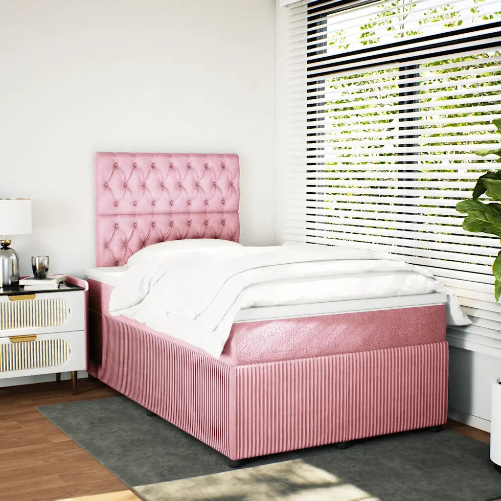 Giroletto a Molle con Materasso Rosa 120x200 cm in Velluto