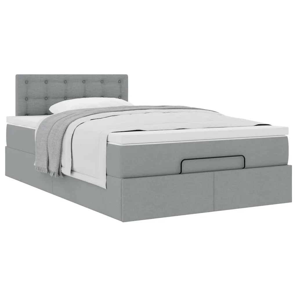 Pouf Letto con Materasso Grigio Chiaro 120x200 cm in Tessuto 3311615