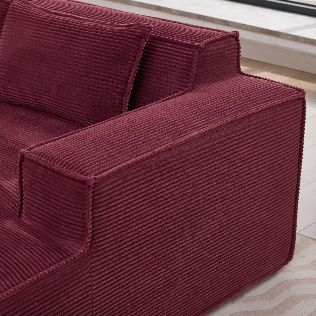 Divano in tessuto economico 235 cm con due cuscini e molle insacchettate, design moderno e semplice