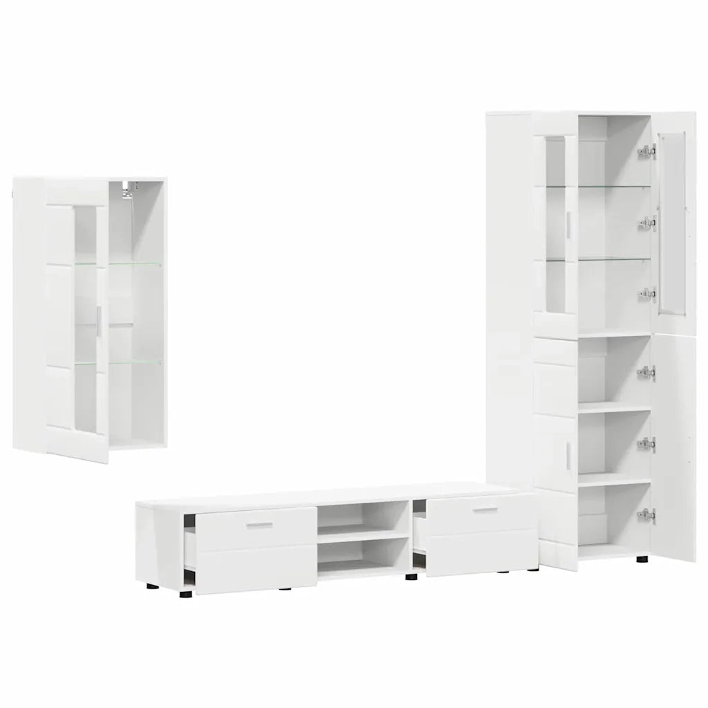 Set mobile TV con porta FLORIN 3 pcs Bianco Legno multistrato 3397964
