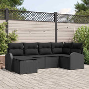 Set di divani con cuscino 6 pcs Nero polyrattan