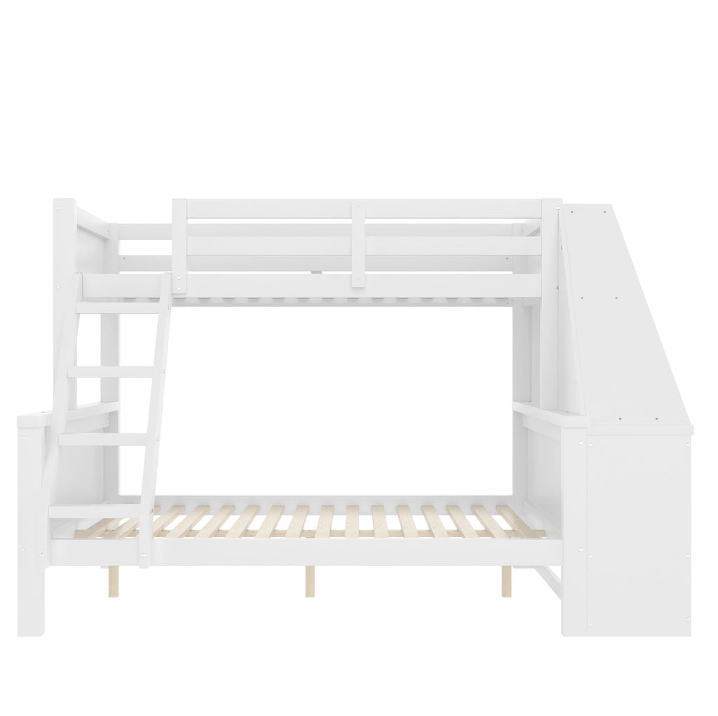Letto a castello bambini 90x200/140x200 cm bianco con contenitore