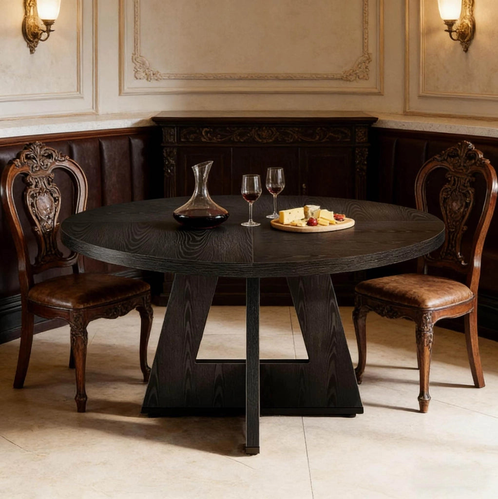 Tavolo da pranzo rotondo Ø120 cm nero in legno ingegnerizzato