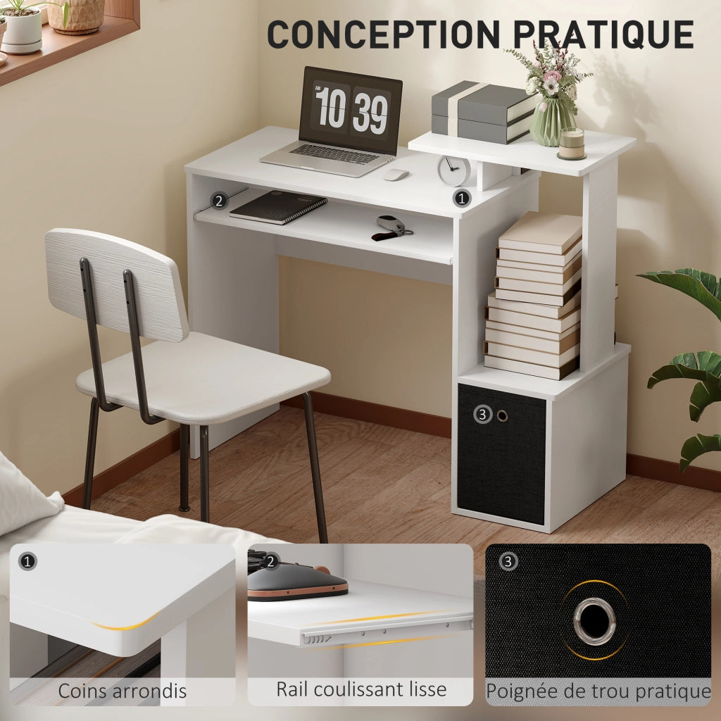 Scrivania per Computer con Scaffale e Ripiani ¨C Xylo ¨C Nero e Bianco