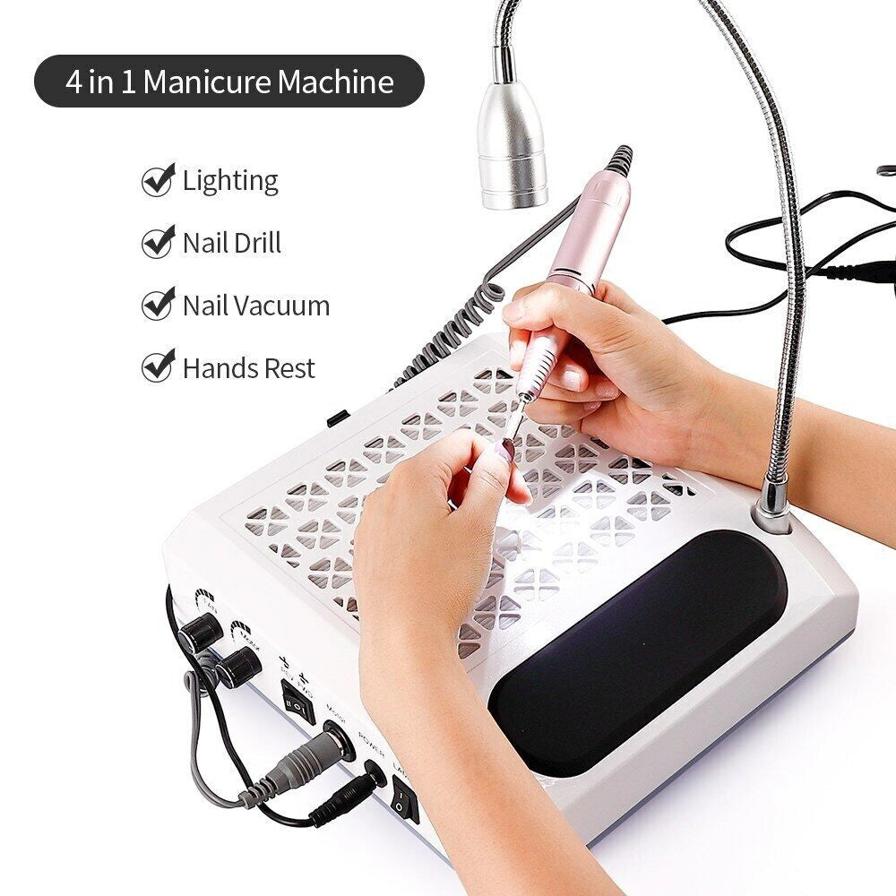Kit 4 in 1 Estetista Aspiratore Fresa Lampada Manicure Pedicure NAIL ART Unghie