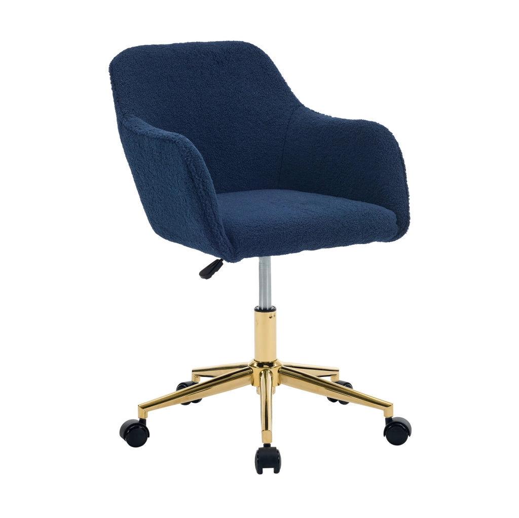 Sedia da ufficio 58x63x77-86 cm in tessuto peluche blu scuro, regolabile