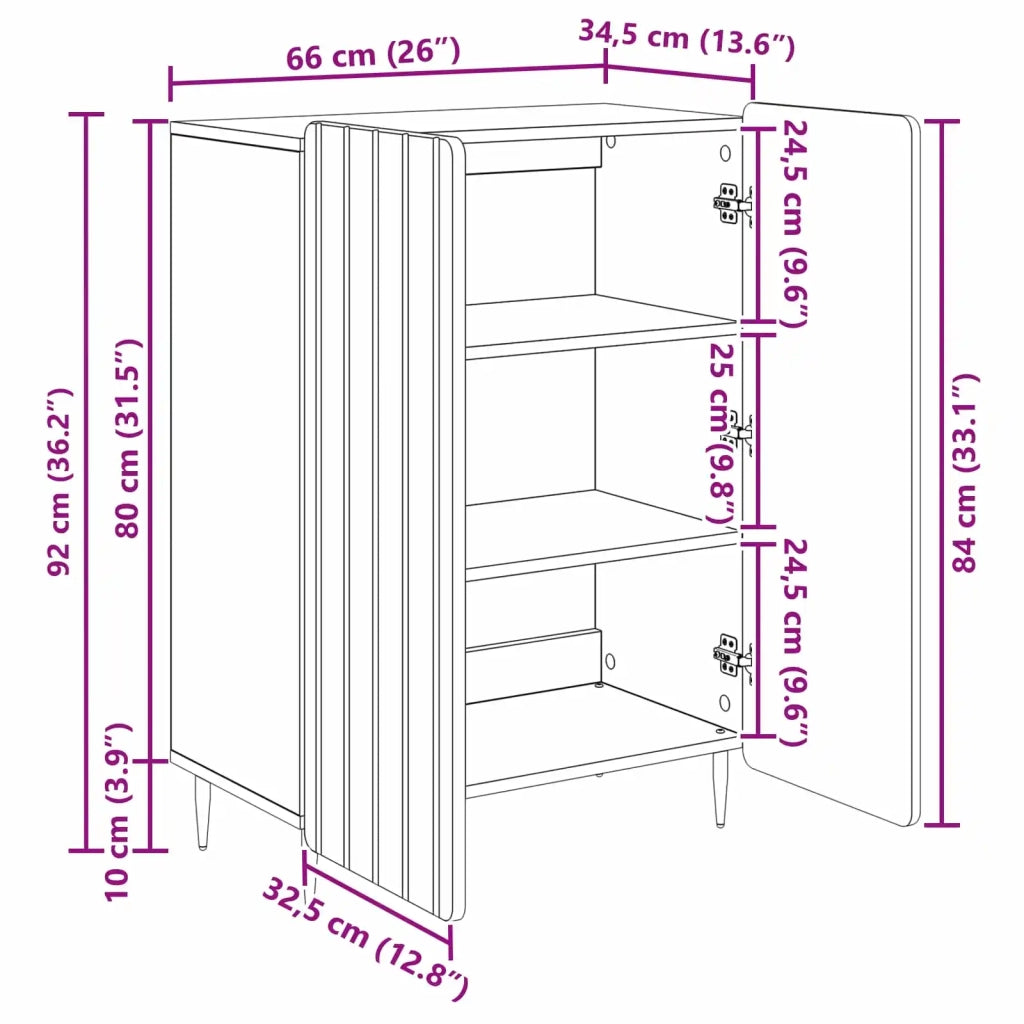 Credenza | Madia | Buffet da pranzo | Armadio da pranzo Bianco Lucido 66 x 34,5 x 92 cm Legno ingegnerizzato