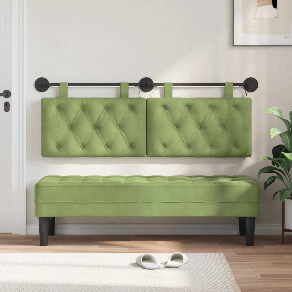 Testiera | Testata sospesa Con luce LED Verde chiaro Velluto
