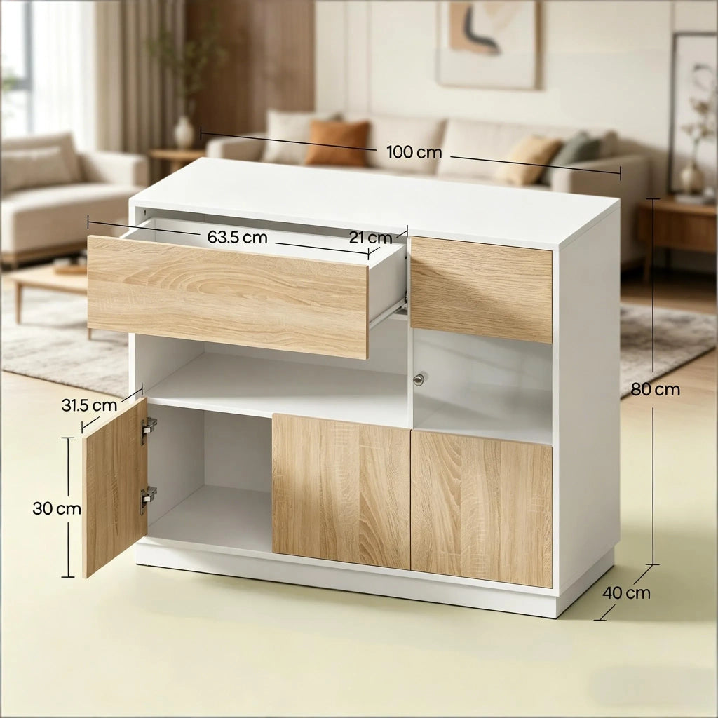 Ampio mobile per ingresso, credenza e armadio portaoggetti, sideboard da cucina