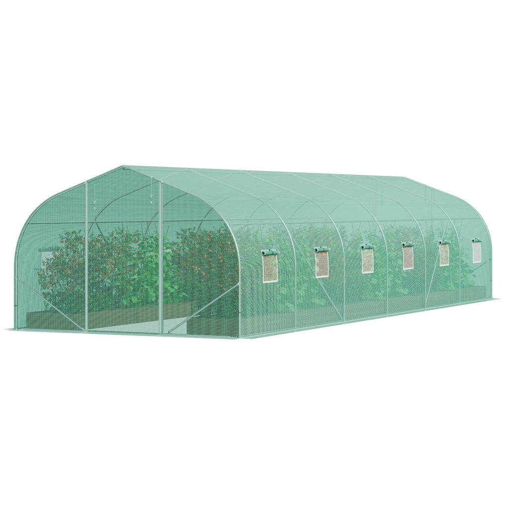 Serra da giardino a tunnel 900x300x200 cm HS-F039, telaio in acciaio galvanizzato e telo PE verde, robusta e resistente per piante ortaggi
