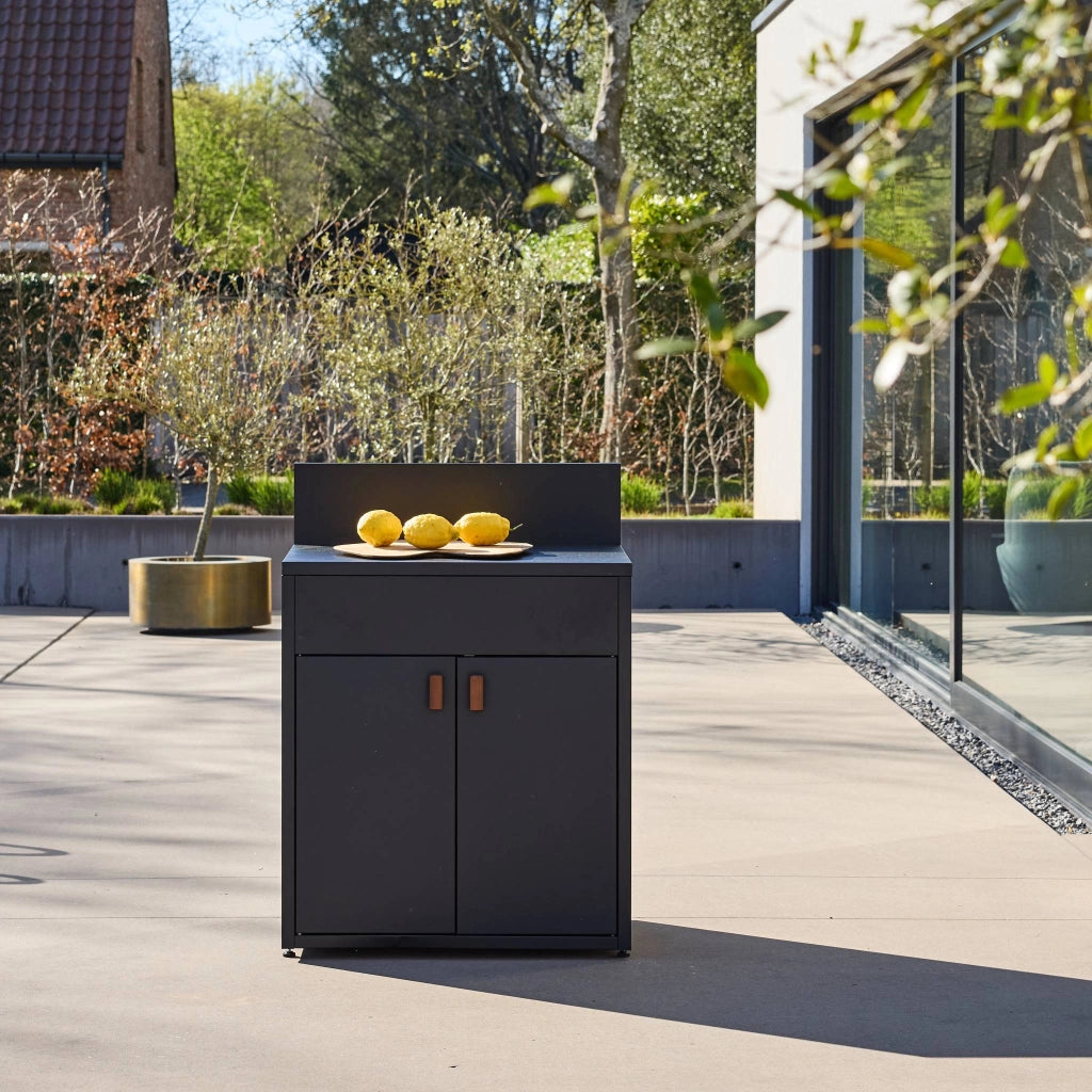 Cucina da esterno modulare in acciaio con 2 ante, 80cm, nero