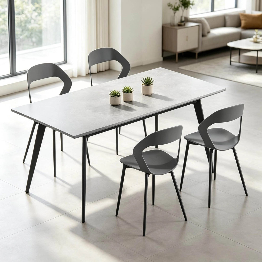 Set di 4 sedie da pranzo 51x44x83 cm in PP grigio con gambe in metallo