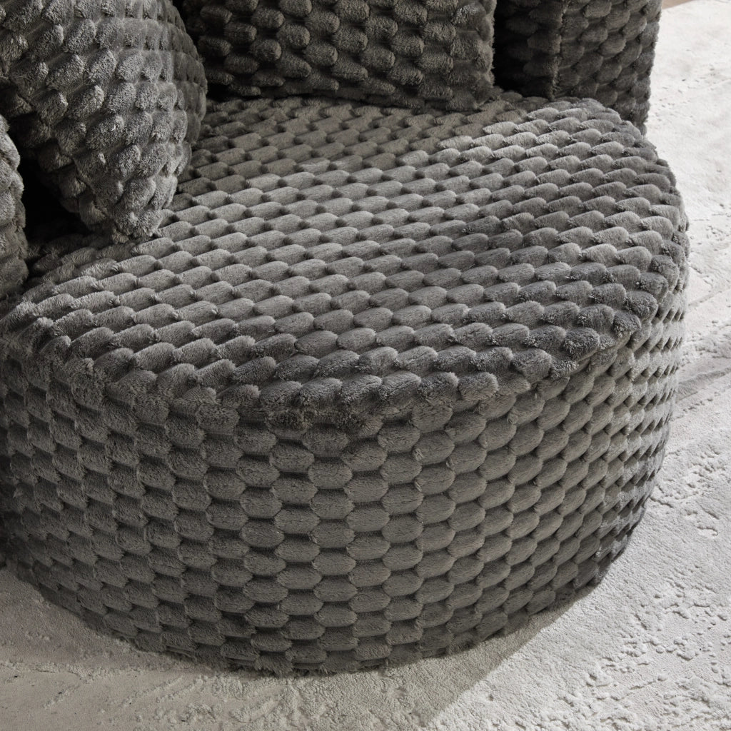 Poltrona compressa con pouf design a botte 360° in tessuto grigio scuro senza montaggio 130 × 115 × 103 cm