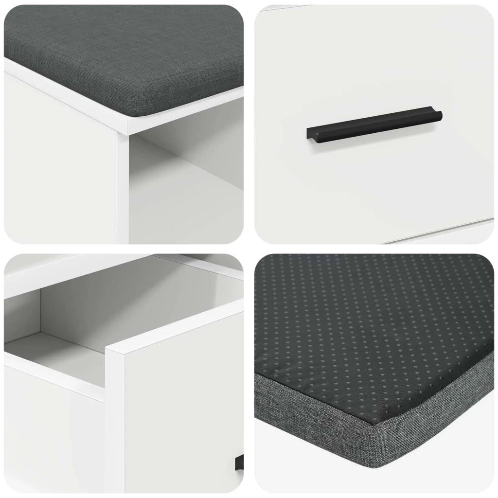 Panca per ingresso con cuscino Bianco 60 x 38 x 46 cm
