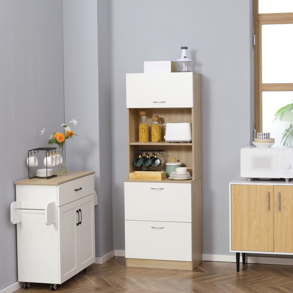 Armadio da cucina con cassetti e ripiano ¨C zephmum ¨C bianco 60x38x168 cm