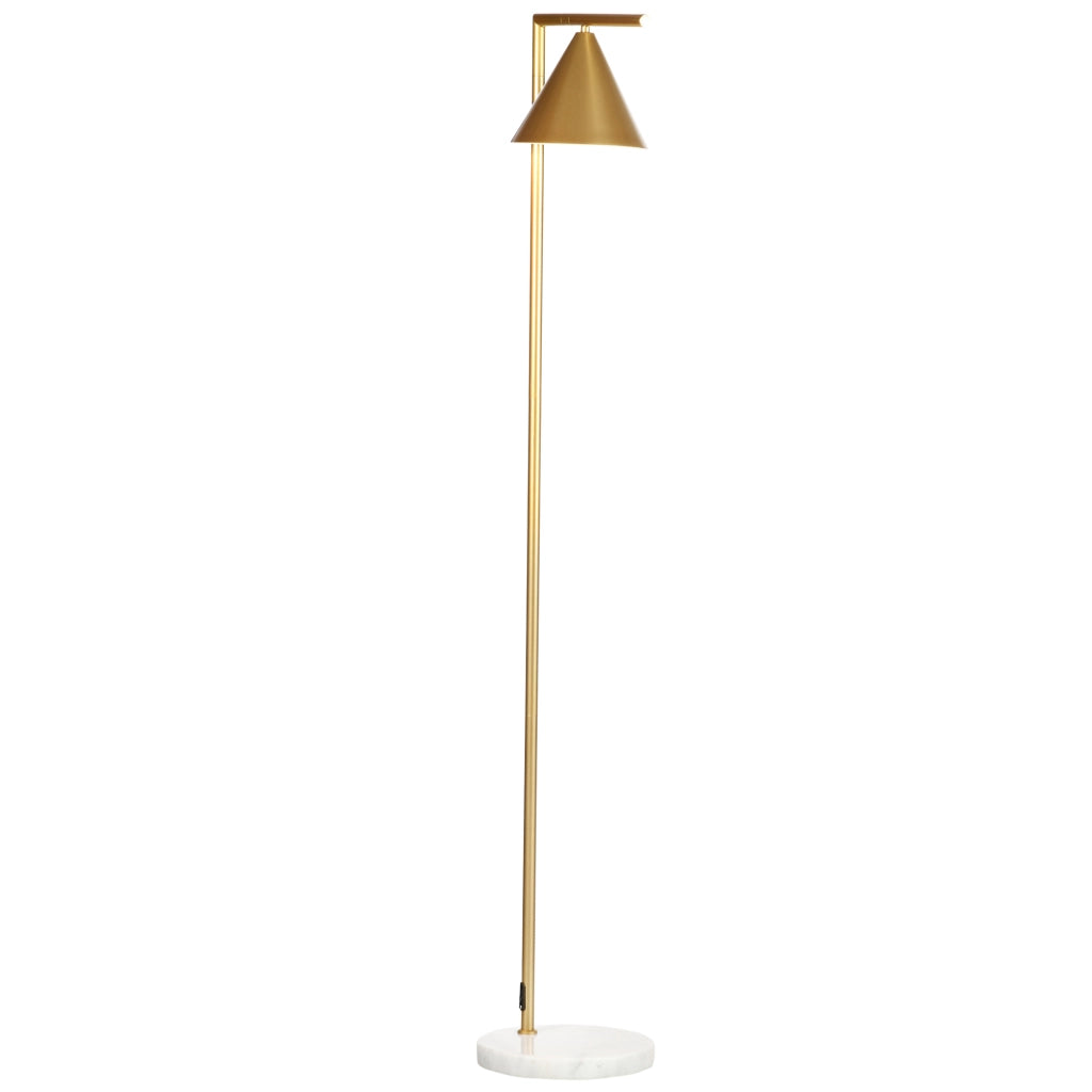 Lampada da terra orientabile con paralume conico e base in marmo ¨C Minimal ¨C dorato 35x26x153 cm