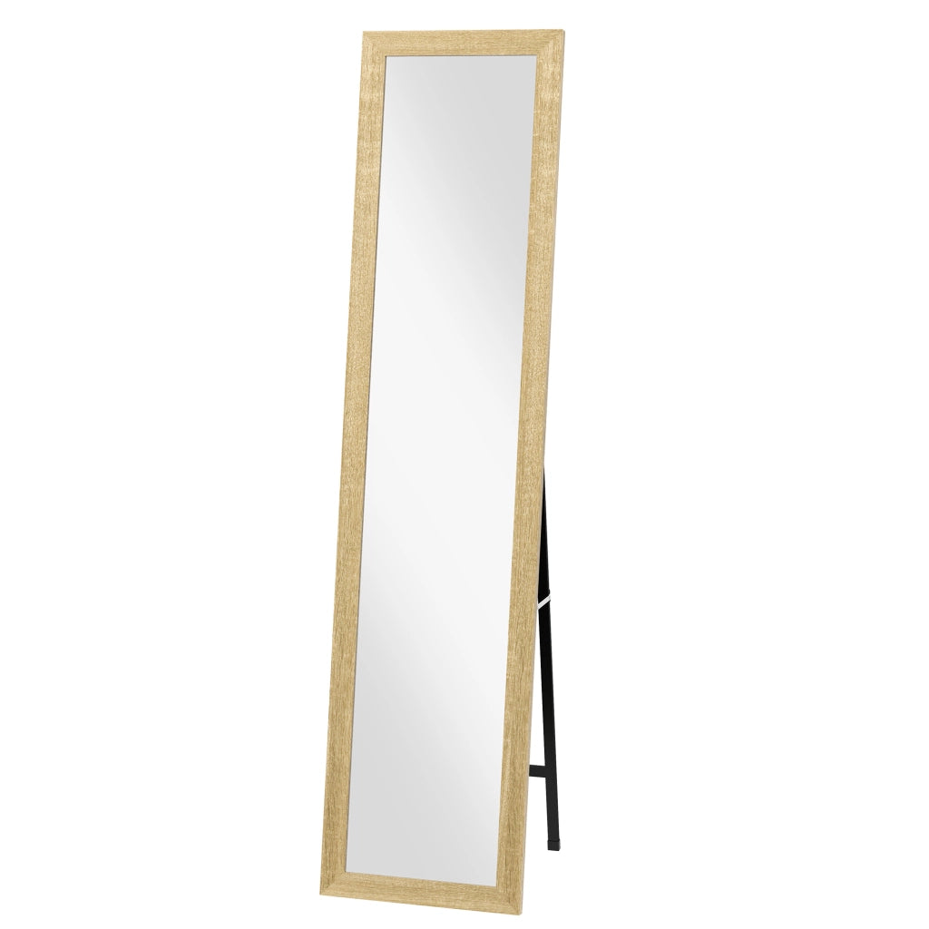 Specchio da Terra Rettangolare ¨C Xylo ¨C Cornice in Legno Marrone Chiaro 37x155 cm