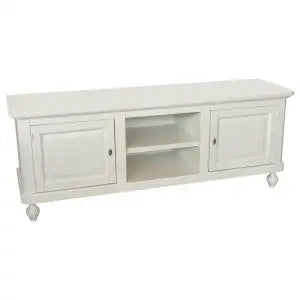 Mobile Porta tv napoletano in legno 2 ante 2 vani a giorno Shabby chic bianco opaco