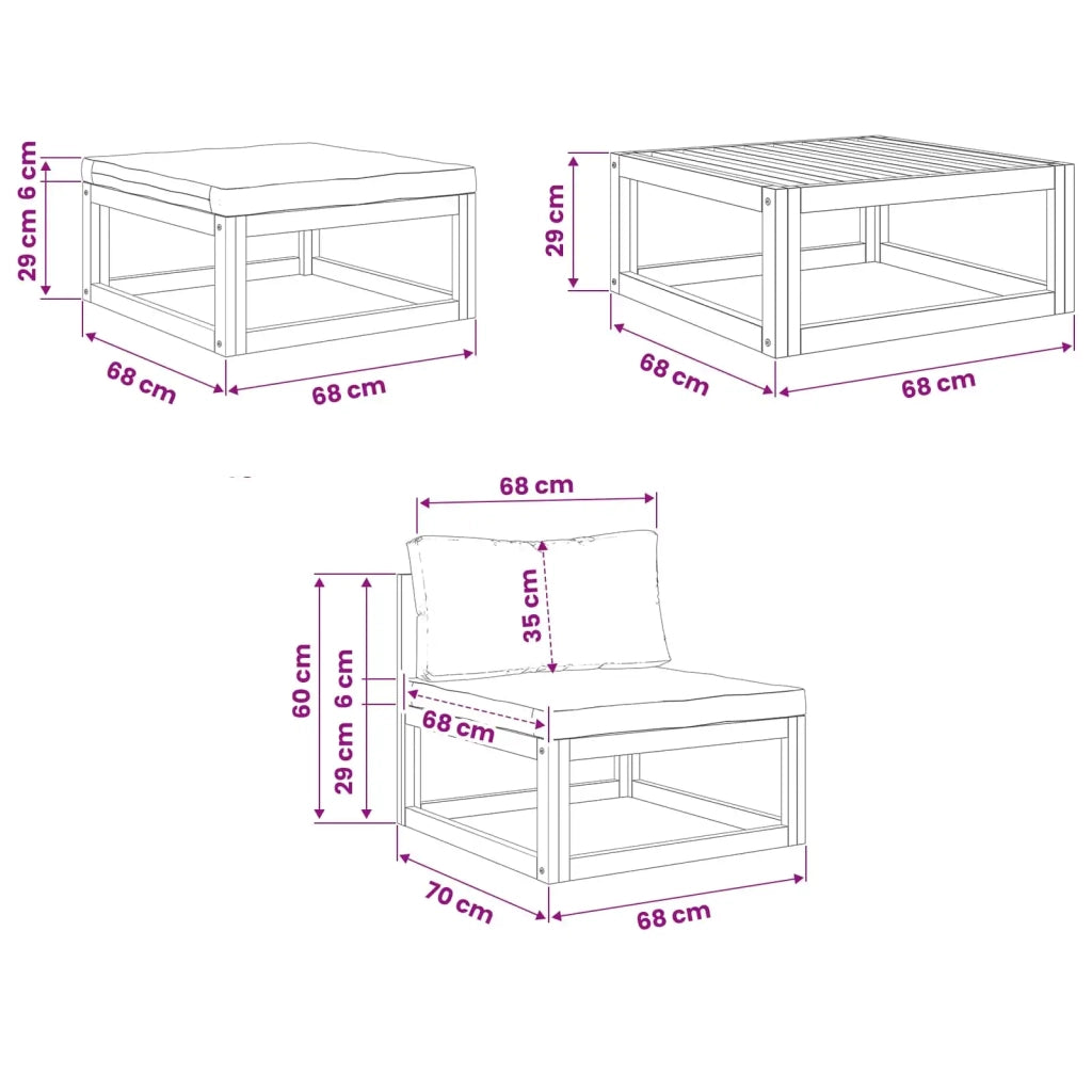 Set divano componibile con cuscini 3 pz 2 posto 42028316