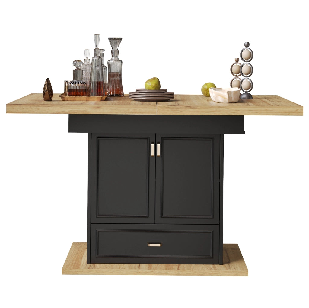 Tavolo da pranzo allungabile 110-140 x 80 x 75 cm in MDF e metallo; legno naturale
