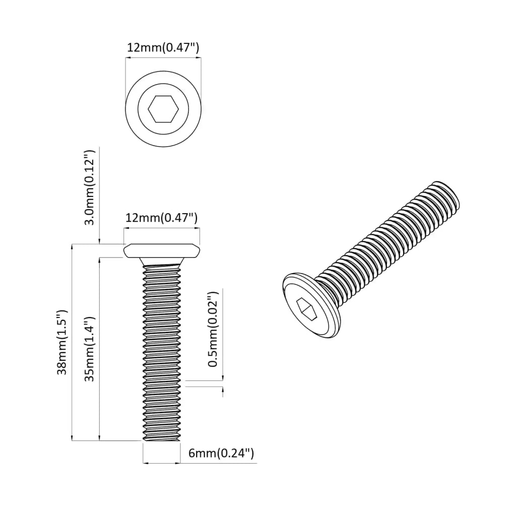 Vite di Blocco Tinta unita 12 pcs Argento M6 x 35 mm Acciaio 864572