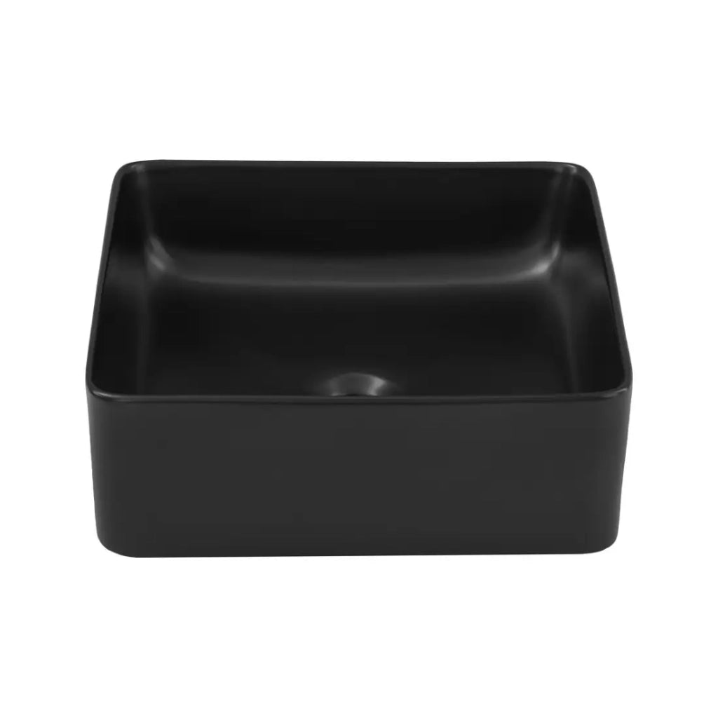 Lavabo da appoggio quadrato 37x37 cm in ceramica nera opaca