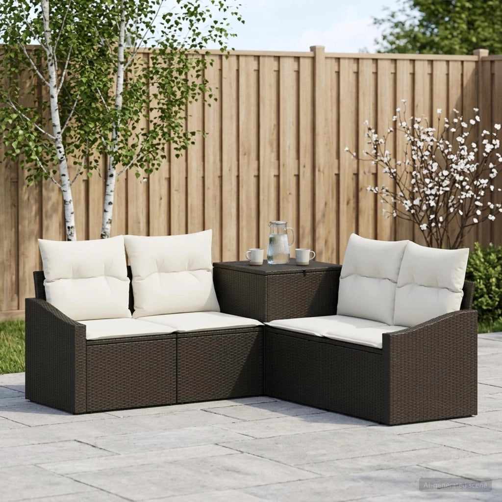 Set di divani 5 pz Nero e Bianco Crema 3447809