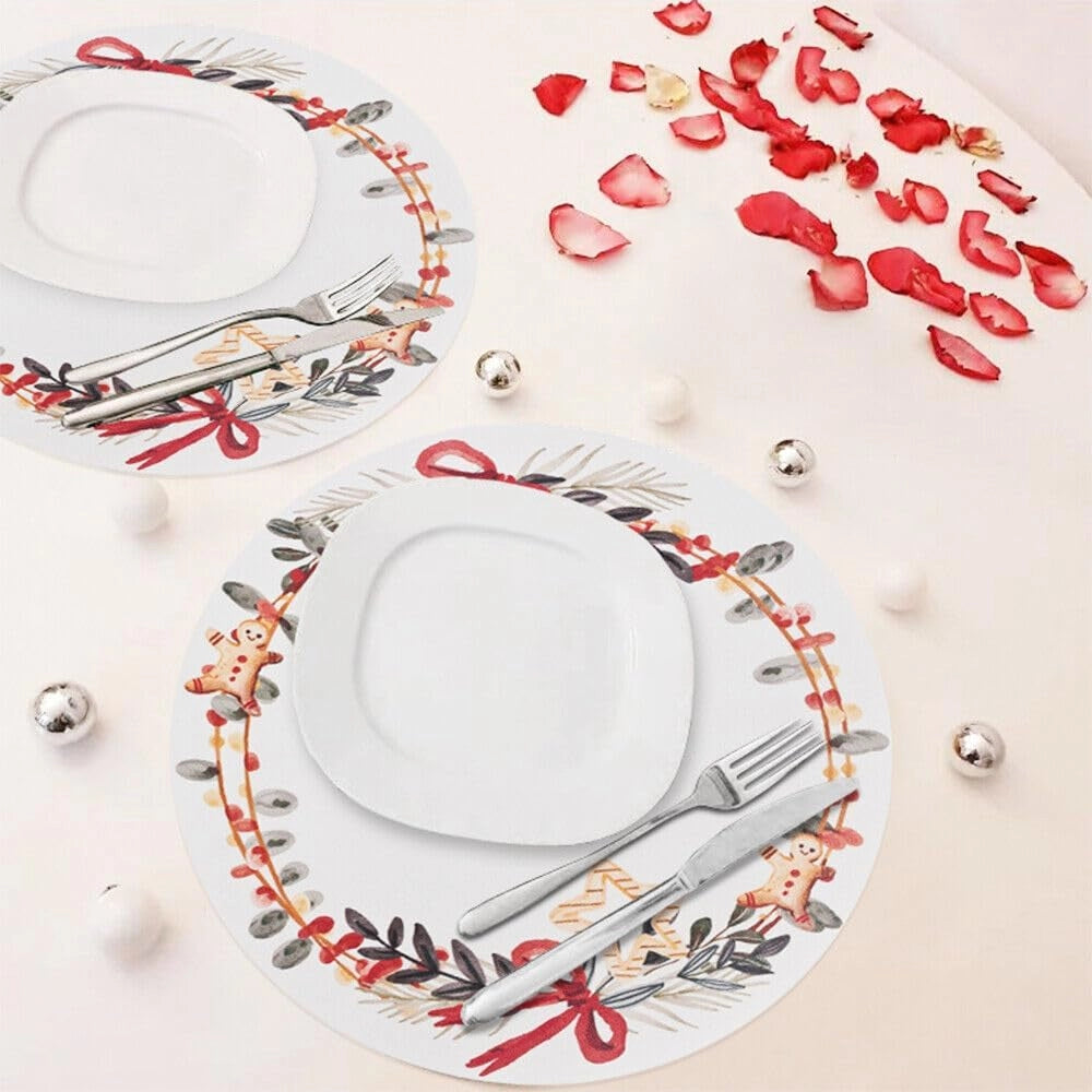 Sottopiatti Natale Set 6 Pz Rotondi 33 Cm Pvc Sotto Piatto Antimacchia Centrotavola Natalizo Dis_C