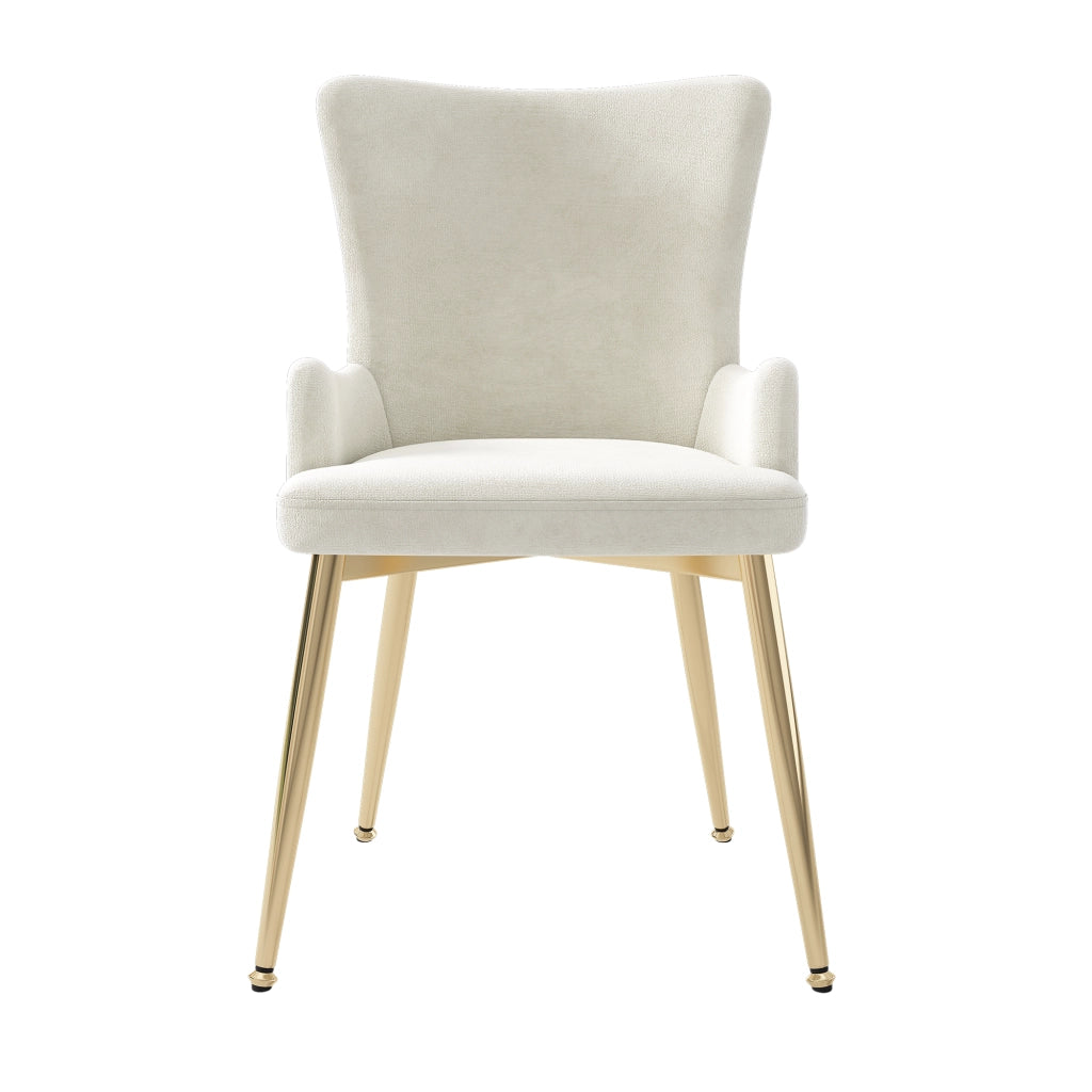 Sedie da Pranzo Set 6 Pezzi Velluto ¨C Xylo ¨C Beige, Gambe in Metallo Dorato