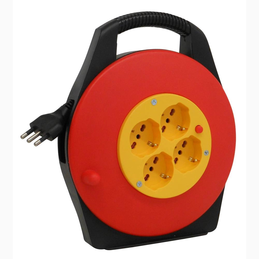 Avvolgicavo Elettrico cavo da 10 metri spina 16A + 4 prese 10/16A schuko