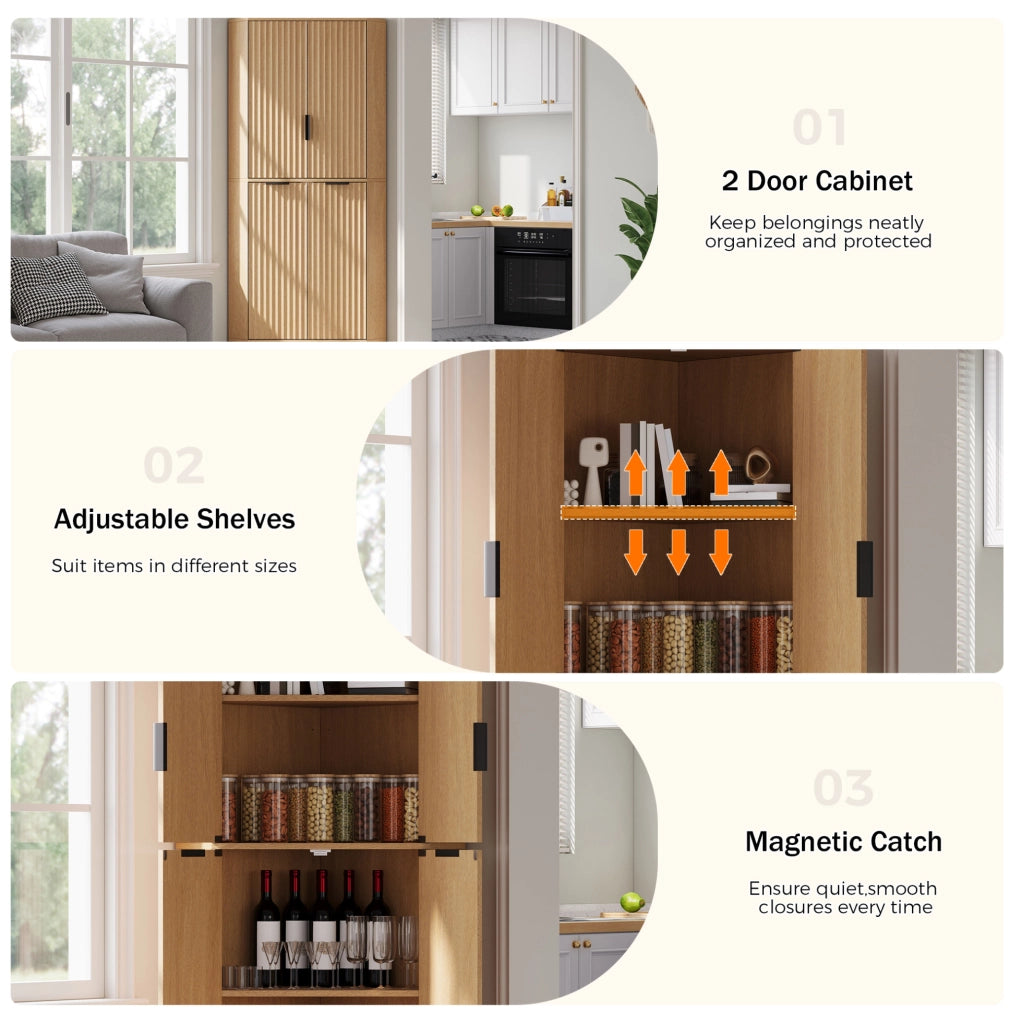 Mobile angolare con 4 ante e ripiani regolabili in MDF, 60 × 60 × 172 cm