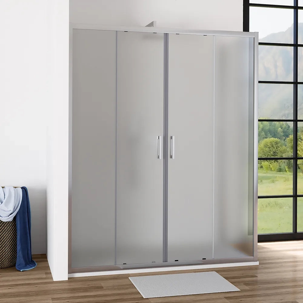 Box doccia angolare 70x140 cm profili cromati vetro 6mm opaco  apertura 2 ante scorrevoli | Favignana