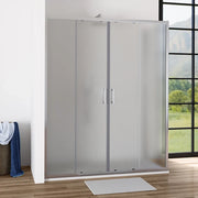 Box doccia angolare 70x140 cm profili cromati vetro 6mm opaco  apertura 2 ante scorrevoli | Favignana