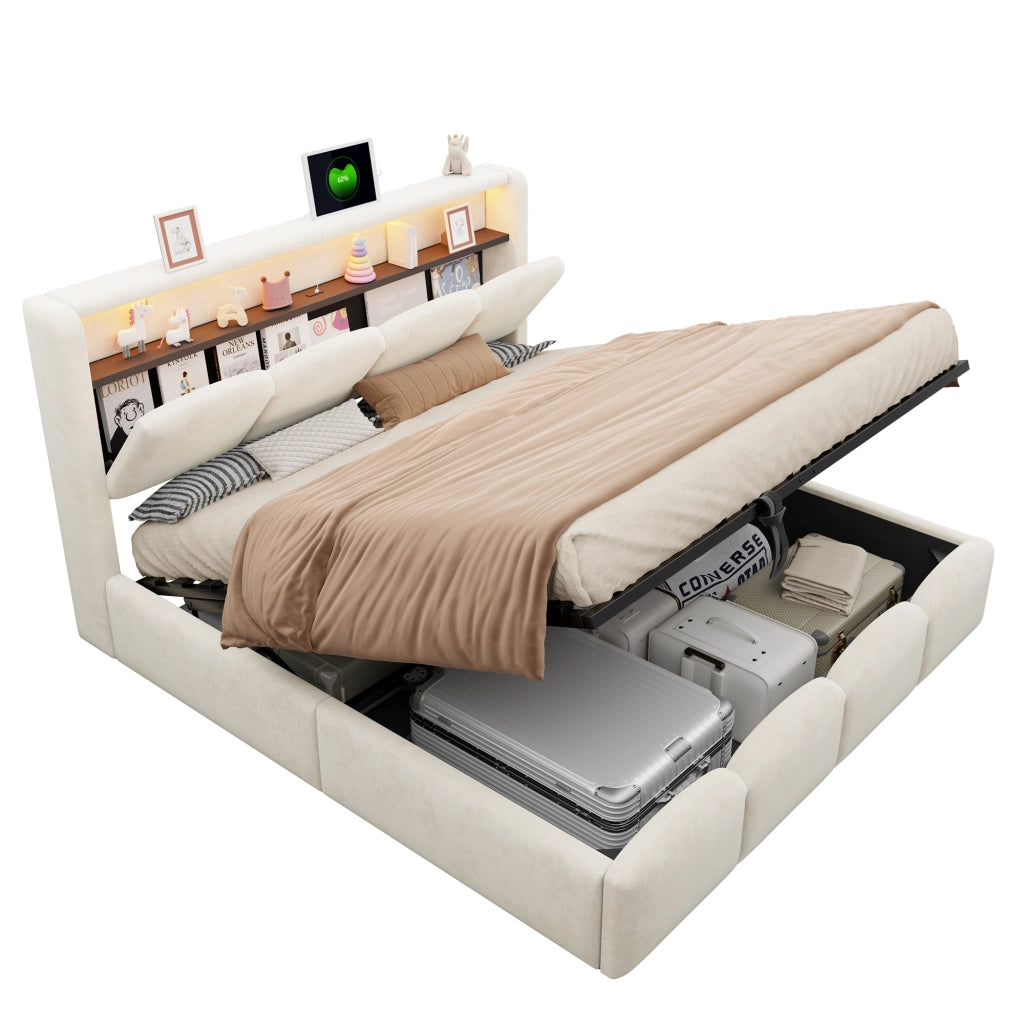 letto imbottito velluto beige 140 x 200 cm