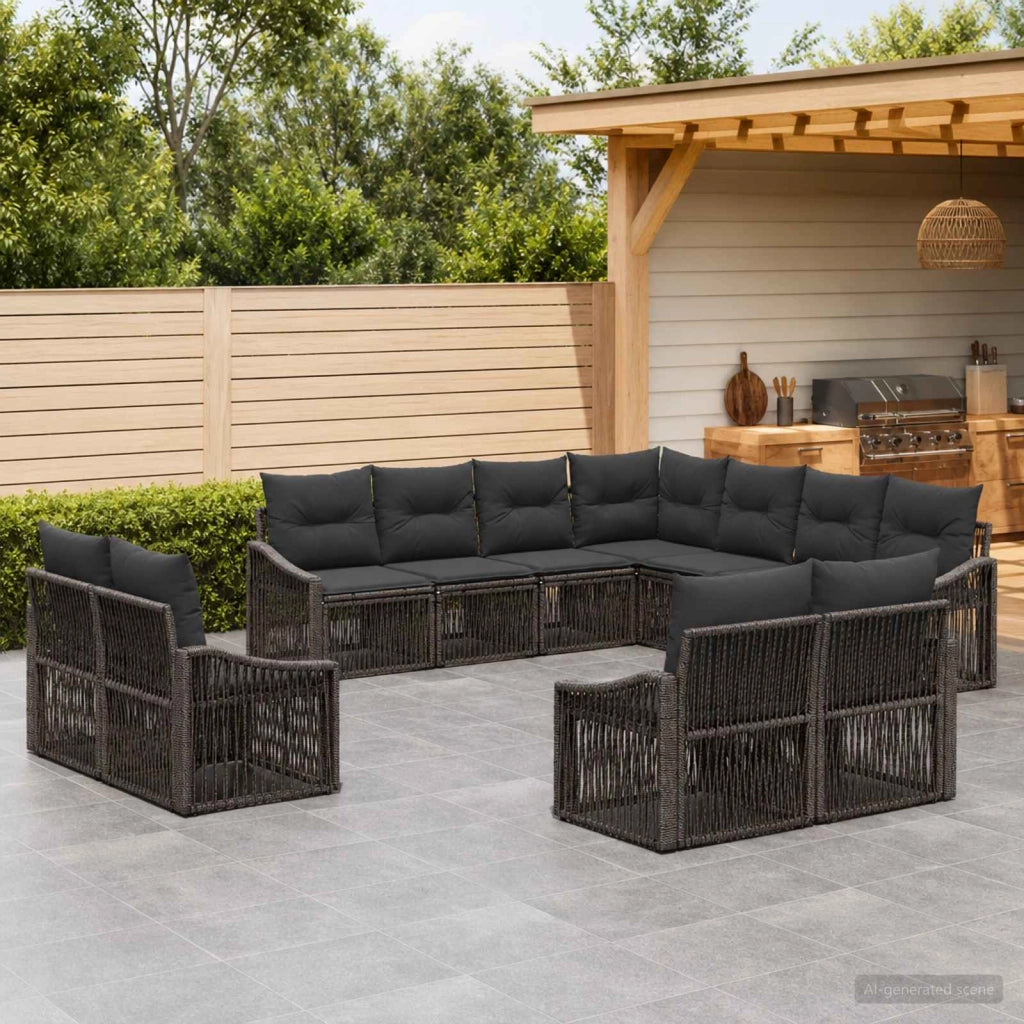Set Divano da Giardino 11 pz Grigio polyrattan 3436175