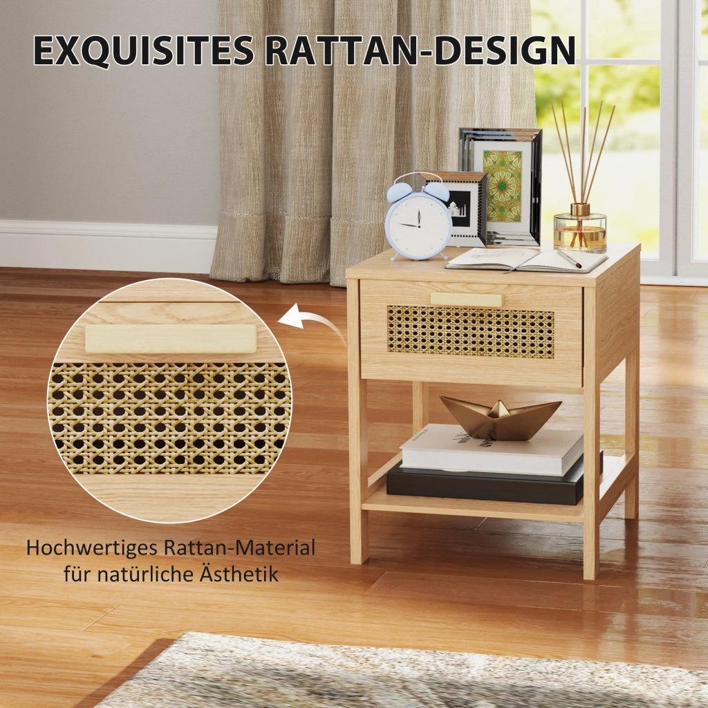 Comodino in legno con cassetto e ripiano 40 x 40 x 48,4 cm