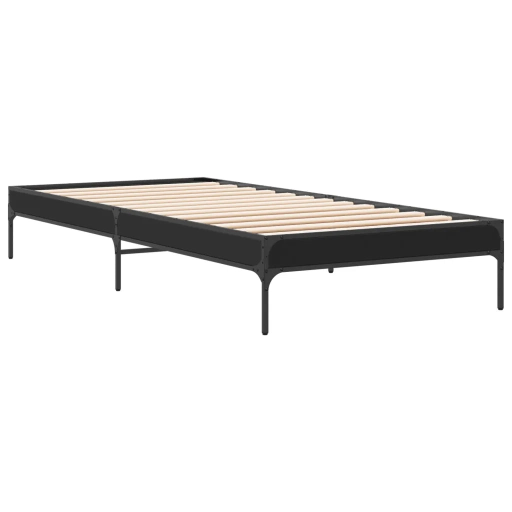 Giroletto-Struttura Letto Nero 100x200 cm in Legno Multistrato e Metallo 598653