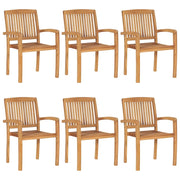 Sedie da Giardino Impilabili con Cuscini 6 pz Massello di Teak 3073228