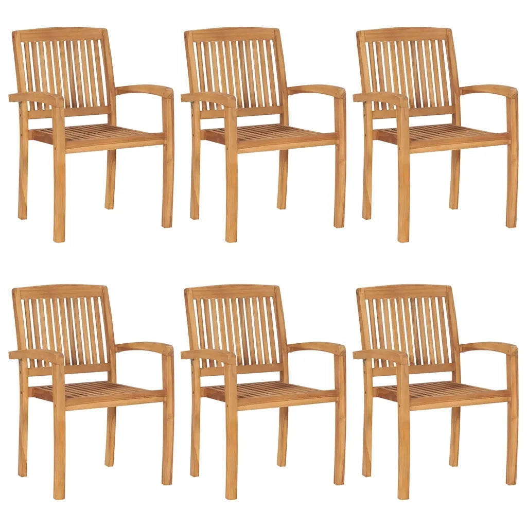 Sedie da Giardino Impilabili con Cuscini 6 pz Massello di Teak 3073228