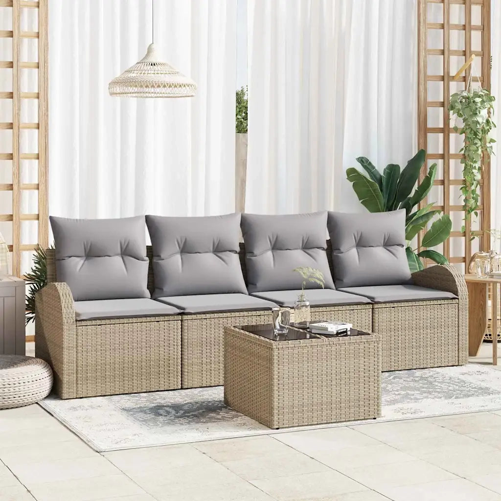 Set Divano da Giardino Beige 55 x 55 x 37 cm polyrattan