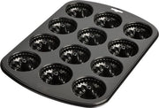 Muffiniera per 12 muffins, formato standard con rivestimento antiscorrosione, cottura rapida per dolci e salati, 38 x 27 cm