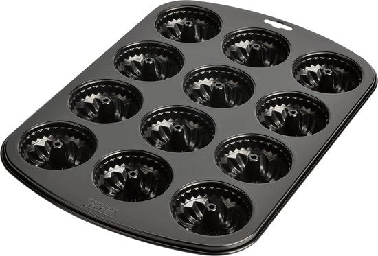 Muffiniera per 12 muffins, formato standard con rivestimento antiscorrosione, cottura rapida per dolci e salati, 38 x 27 cm