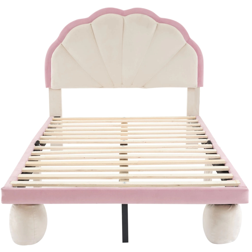 letto imbottito velluto beige rosa 90x200 cm