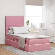 Letto con contenitore e materasso Rosa 90 x 200 cm Velluto 3371948