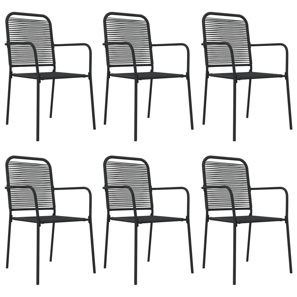 Set da Pranzo da Giardino 7 pz Nero Corda di Cotone e Acciaio 3156537